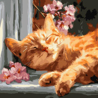 Картина за номерами Рудий кіт на підвіконні art_selena_ua 40х40 Ідейка (KHO6791)