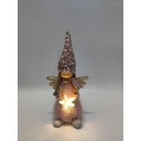 Новогодняя мягкая игрушка Novogod'ko Девочка Ангел в розовом 40см LED звезда (974627)