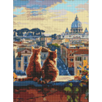 Алмазная мозаика без подрамника Котики в Риме 30х40 Идейка (AMC8003)