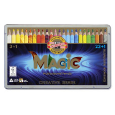 Олівці кольорові Koh-i-Noor Magic 23 шт з блендером у металевому пеналі (340802)