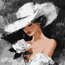 Картина за номерами Біла троянда art_selena_ua 40х40 Ідейка (KHO8637)