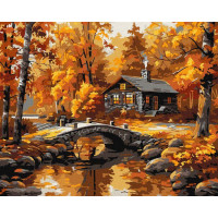 Картина за номерами Селище над річкою art_selena_ua 40х50 Ідейка (KHO6426)