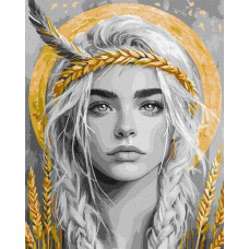Картина за номерами Колоски у волоссі з фарбами металік extra art_selena_ua 40х50 Ідейка (KHO8558)