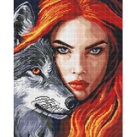 Алмазна мозаїка Руда з вовком art_selena_ua 40х50 Ідейка (AMO8239)