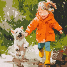 Картина за номерами Біг по калюжах art_selena_ua 40х40 Ідейка (KHO8635)