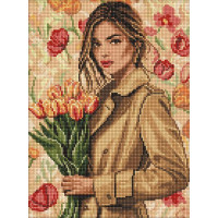 Алмазна мозаїка Дівчина у пальто з тюльпанами art_selena_ua 30х40 Ідейка (AMO8221)