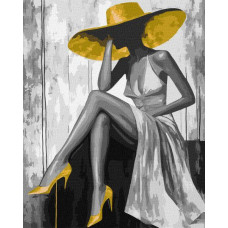 Картина за номерами Золота дама з фарбами металік extra art_selena_ua 40х50 Ідейка (KHO8539)
