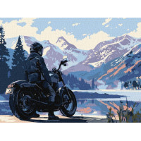 Картина за номерами Мотоцикліст у горах art_selena_ua 30х40 Ідейка (KHO8449)