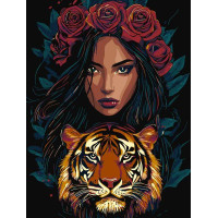Картина за номерами Хижацький погляд з фарбами металік extra art_selena_ua 30х40 Ідейка (KHO8481)
