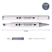 Скетч-маркер спиртовой Professional SA-CG6 холодный серый 6 Santi (390832)