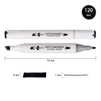 Скетч-маркер спиртовой Professional SA-120 черный Santi (390834)