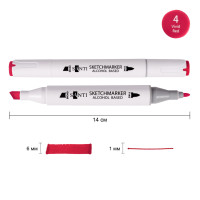 Скетч-маркер спиртовой Professional SA-4 алый Santi (390857)