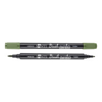 Маркер акварельный Brush Marker SWB-21 зеленый хаки двусторонний Santi (391077)