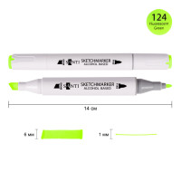 Скетч-маркер спиртовой Professional SA-124 флуоресцентный зеленый Santi (390864)