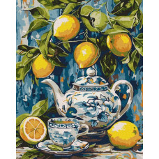 Картина за номерами Лимони і кераміка art_selena_ua 40х50 Ідейка (KHO5753)