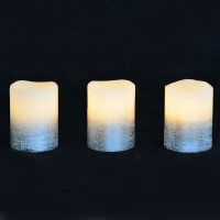 Набор свечей Yes Fun воск. LED 3шт. 5*6.5 серебро код: 710343
