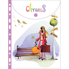 Папка-конверт з вертикальною перфорацією на липучці А4 Сity girls L6003 (490719)
