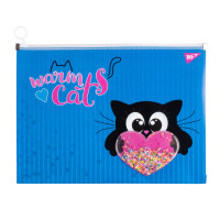 Папка-конверт YES на молнии A4 Meow с бабл (491750)