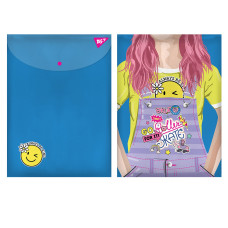 Папка-конверт YES на кнопке А4 Smiley Girl (491882)