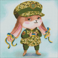 Алмазная мозаика Зайка-защитница ©Екатерина Валерьева 40х40 Идейка (AMO7443)