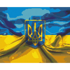 Алмазна мозаїка патріотична Герб та прапор України 40х50 см Орігамі (OD3179)