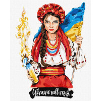 Патриотическая картина по номерам патриотическая Девушка с бандеровским смузи 40x50см Идейка (KHO4862)