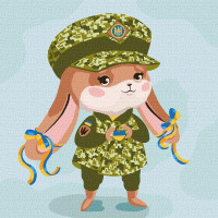 Картина по номерам патриотическая Зайка-защитница ©Екатерина Валерьева 30х30 Идейка (KHO2403)