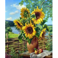 Алмазна мозаїка патриотична Соняшники на хуторі 30*40 см з рамкою (Y0053)
