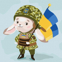 Картина за номерами патріотична Зайчик-захисник ©Катерина Валерьїва 30х30 Ідейка (KHO2402)