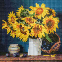 Алмазная мозаика на подрамнике Патриотическая Яркие подсолнухи Идейка 40х40 (AMO7417)