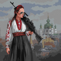 Патриотическая картина по номерам Красавица терпеть не будет 40х40 Идейка (KHO4869)