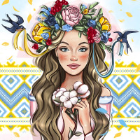 Алмазная мозаика патриотическая Казачка с хлопком 40*40см на подрамнике Santi (954400)
