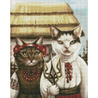 Алмазна мозаїка Українська Котяча готика ©art.irina.pass 40х50 Идейка (AMO7453)