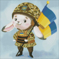 Алмазная мозаика Зайчик-защитник ©Екатерина Валерьева 40х40 Идейка (AMO7440)