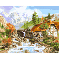 Картина за номерами Гірська річка. Пейзаж 40*50 см Орігамі LW 30520