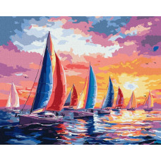 Картина за номерами Регата на заході сонця art_selena_ua 40х50 Ідейка (KHO6405)
