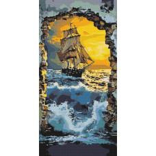 Алмазна мозаїка Корабель у морі 40*80 см Орігамі (OD5119)