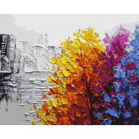 Картина за номерами Осінні барви міста Origami 40*50 см LW1386