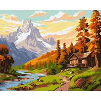 Картина за номерами Будиночок посеред гір art_selena_ua 40х50 Ідейка (KHO6339)