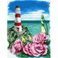 Картина по номерам Маяк с еустомамы ©Анна Кулик 30x40 (KHO5072)