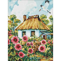 Алмазна мозаїка Мальви біля хати art_selena_ua 30х40 Ідейка (AMO8266)
