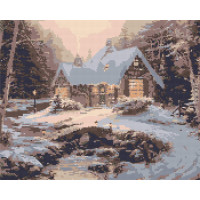 Алмазна мозаїка Новорічна. Будинок взимку 40x50 см Орігамі (OD3255)
