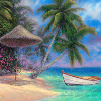 Алмазная мозаика Райский остров 40*40см на подрамнике Santi (954354)