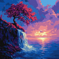 Картина за номерами Сакура в потоці art_selena_ua 40х40 Ідейка (KHO6380)