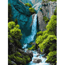 Картина за номерами Водоспад у горах art_selena_ua 30х40 Ідейка (KHO6437)