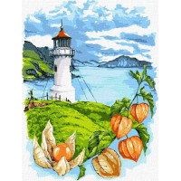Картина за номерами Маяк з фізалісами Анна Кулик 30х40 Ідейка (KHO5081)