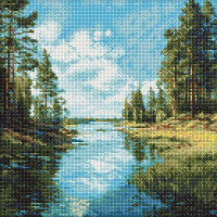 Алмазна мозаїка Струмок в лісі art_selena_ua 40х40 Ідейка (AMO8336)