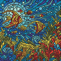 Алмазна мозаїка Вітраж. Морський світ 30х30 Ідейка (AMO8324)