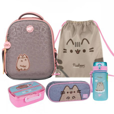 Набір шкільний рюкзак + пенал + сумка + пляшка + ланч-бокс Yes котик Pusheen Fatty H-100 (559851К1)