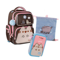 Набор рюкзак ортопедический + пенал + сумка Yes Pusheen S-101 (559591К)